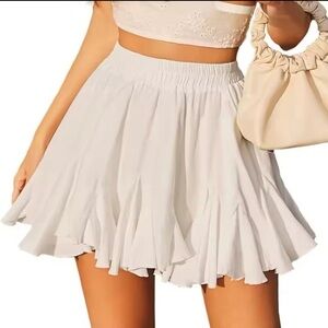 White Flowy Ruffle Skirt